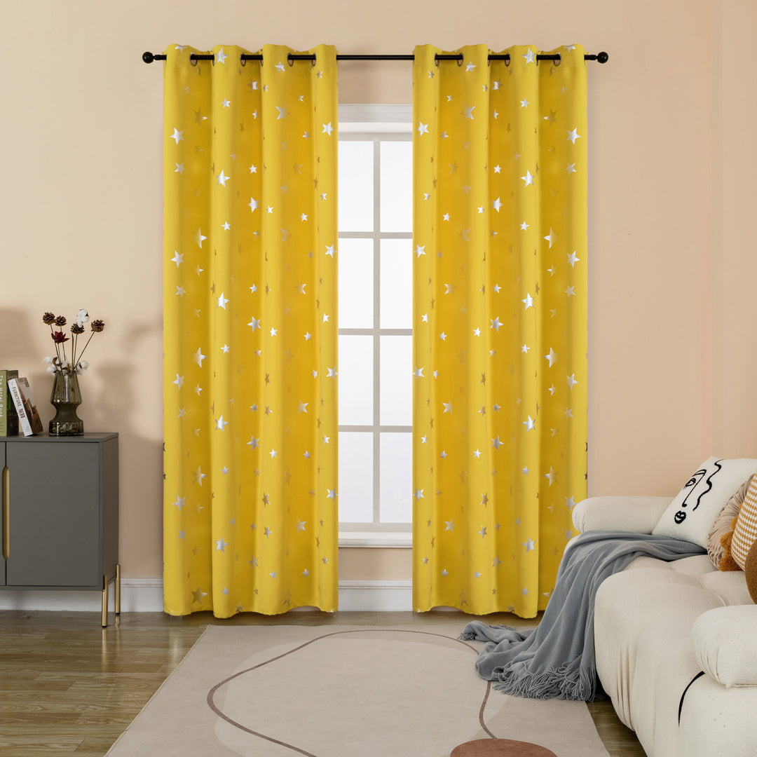 TENDA OSCURANTE FANTASIA STELLE ARGENTATE 1 PANNELLO 140X290CM GIALLO