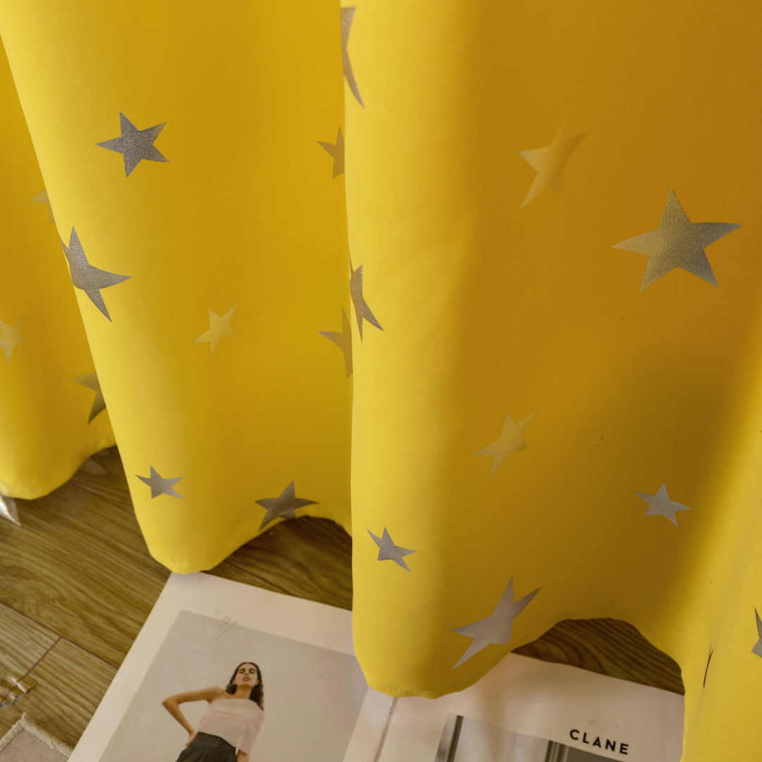 TENDA OSCURANTE FANTASIA STELLE ARGENTATE 1 PANNELLO 140X290CM GIALLO