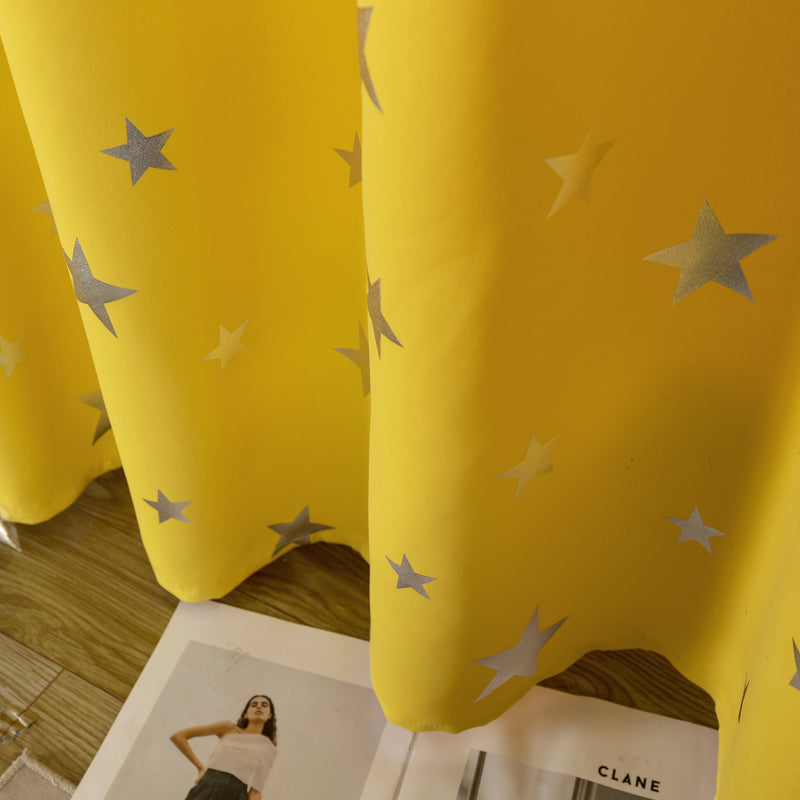 TENDA OSCURANTE FANTASIA STELLE ARGENTATE 140X235CM GIALLO