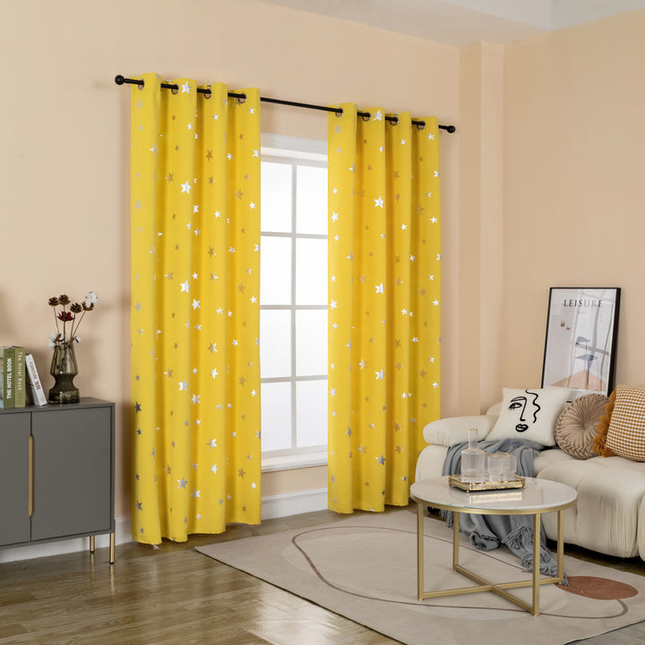 TENDA OSCURANTE FANTASIA STELLE ARGENTATE 1 PANNELLO 140X290CM GIALLO