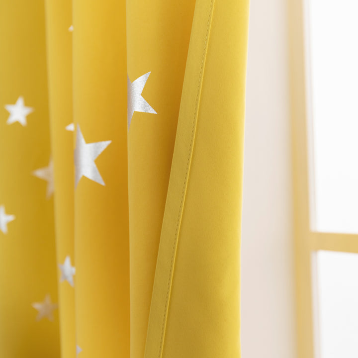 TENDA OSCURANTE FANTASIA STELLE ARGENTATE 1 PANNELLO 140X145CM GIALLO