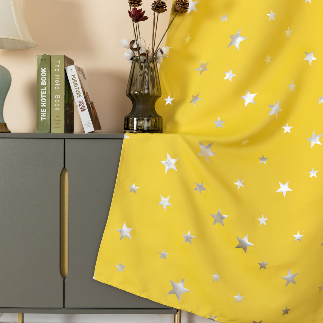 TENDA OSCURANTE FANTASIA STELLE ARGENTATE 1 PANNELLO 140X235CM GIALLO