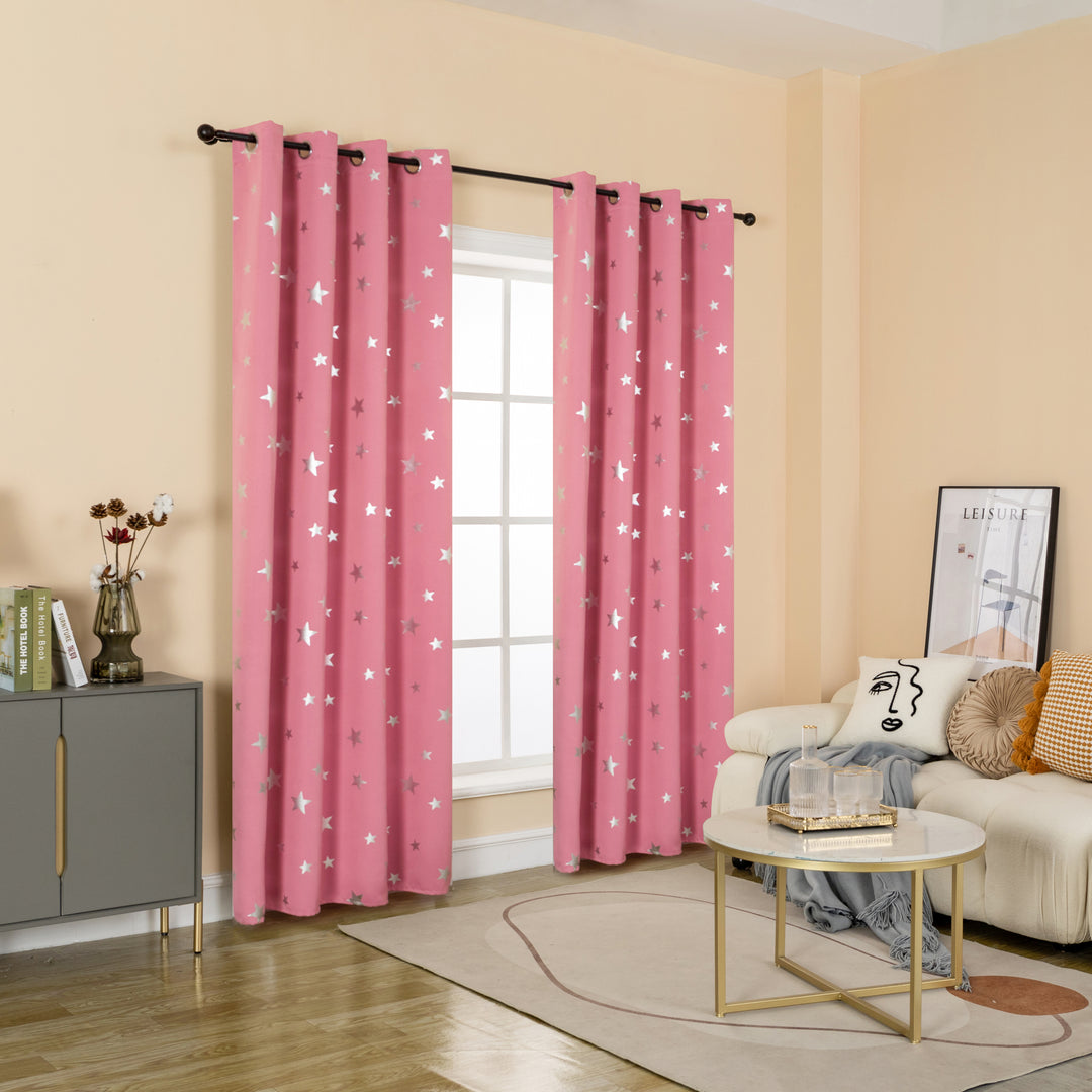 TENDA OSCURANTE FANTASIA STELLE ARGENTATE 1 PANNELLO 140X235CM ROSA