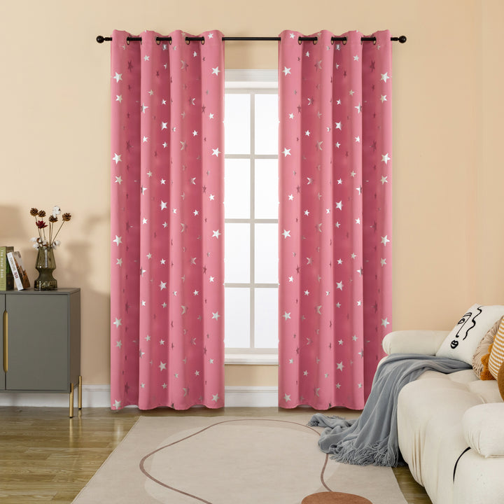 TENDA OSCURANTE FANTASIA STELLE ARGENTATE 1 PANNELLO 140X235CM ROSA