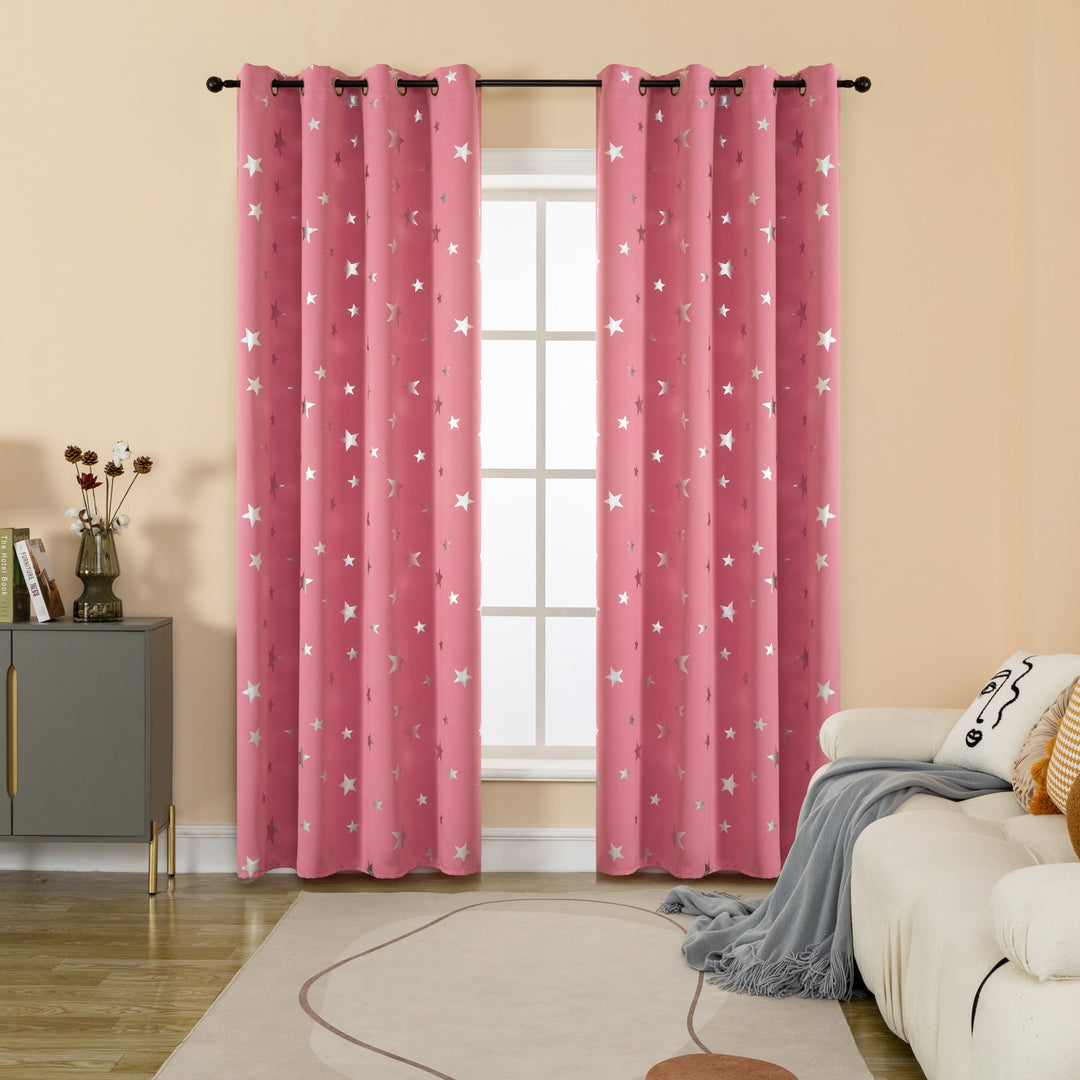 TENDA OSCURANTE FANTASIA STELLE ARGENTATE 1 PANNELLO 140X290CM ROSA