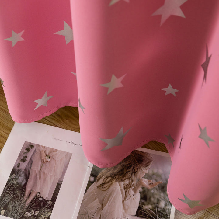 TENDA OSCURANTE FANTASIA STELLE ARGENTATE 1 PANNELLO 140X235CM ROSA