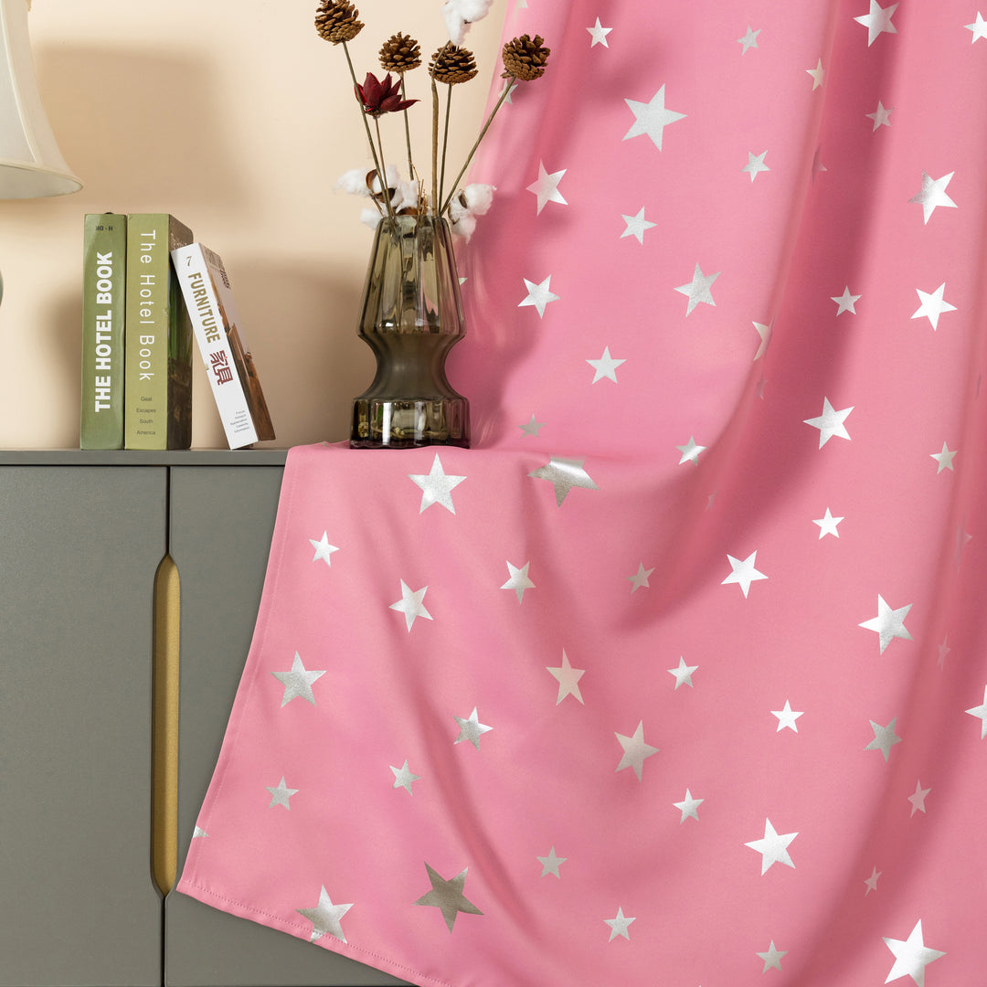 TENDA OSCURANTE FANTASIA STELLE ARGENTATE 1 PANNELLO 140X290CM ROSA