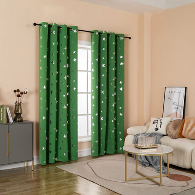 TENDA OSCURANTE FANTASIA STELLE ARGENTATE 140X290CM VERDE