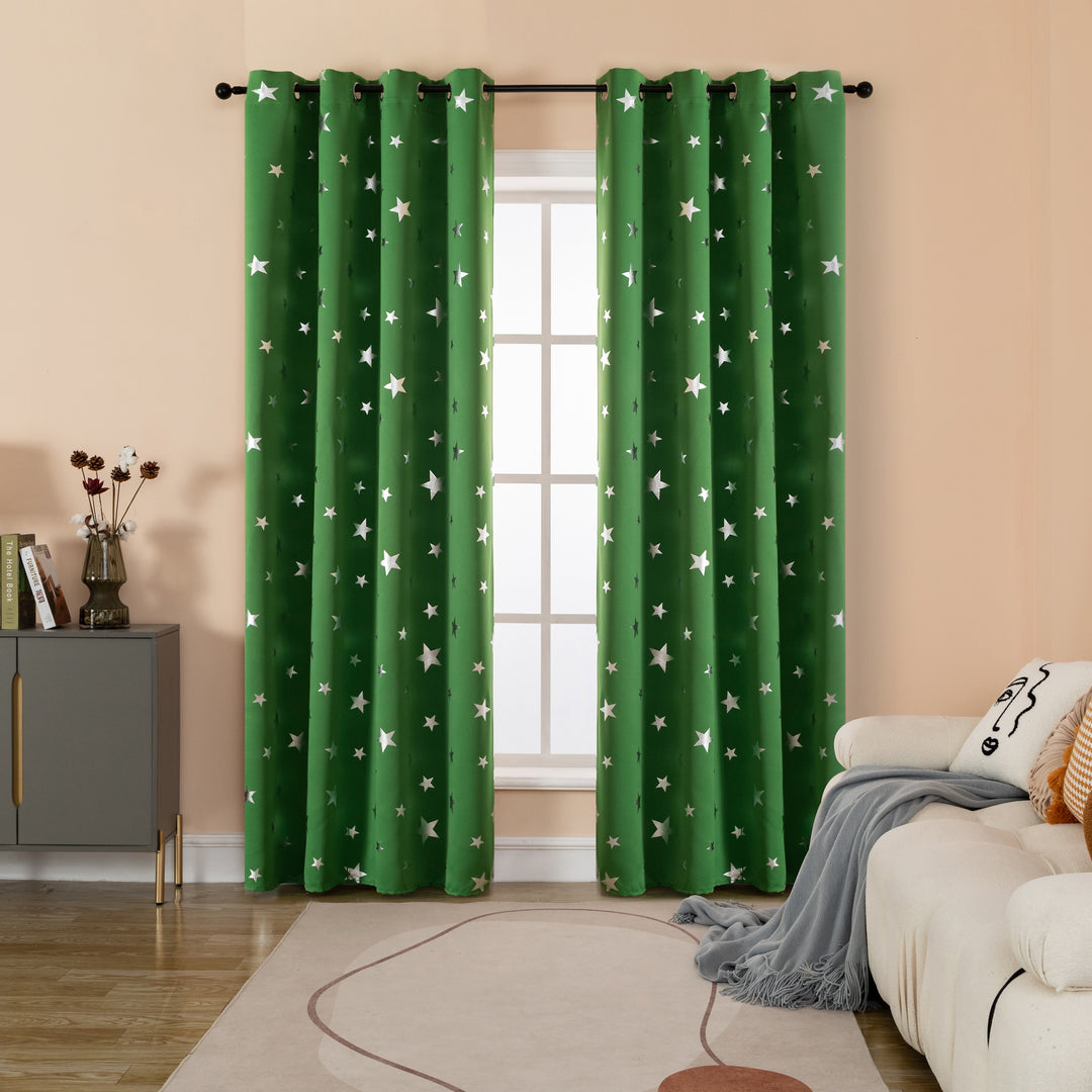 TENDA OSCURANTE FANTASIA STELLE ARGENTATE 1 PANNELLO 140X235CM VERDE