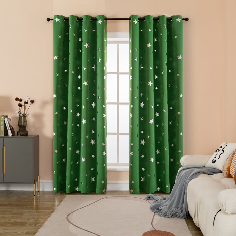 TENDA OSCURANTE FANTASIA STELLE ARGENTATE 140X235CM VERDE