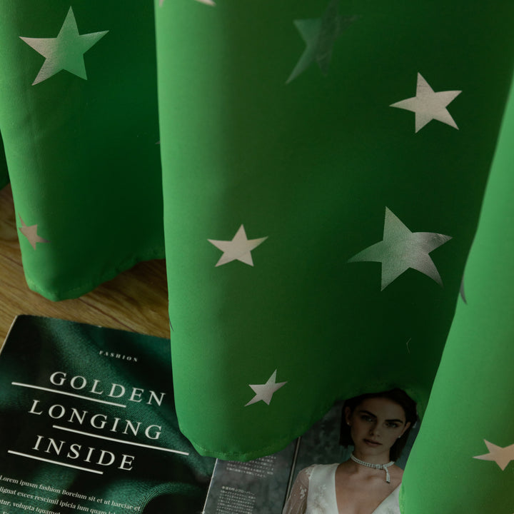 TENDA OSCURANTE FANTASIA STELLE ARGENTATE 1 PANNELLO 140X235CM VERDE
