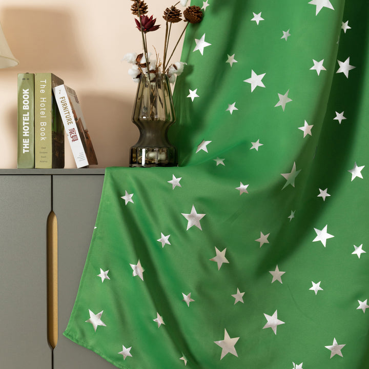 TENDA OSCURANTE FANTASIA STELLE ARGENTATE 1 PANNELLO 140X235CM VERDE