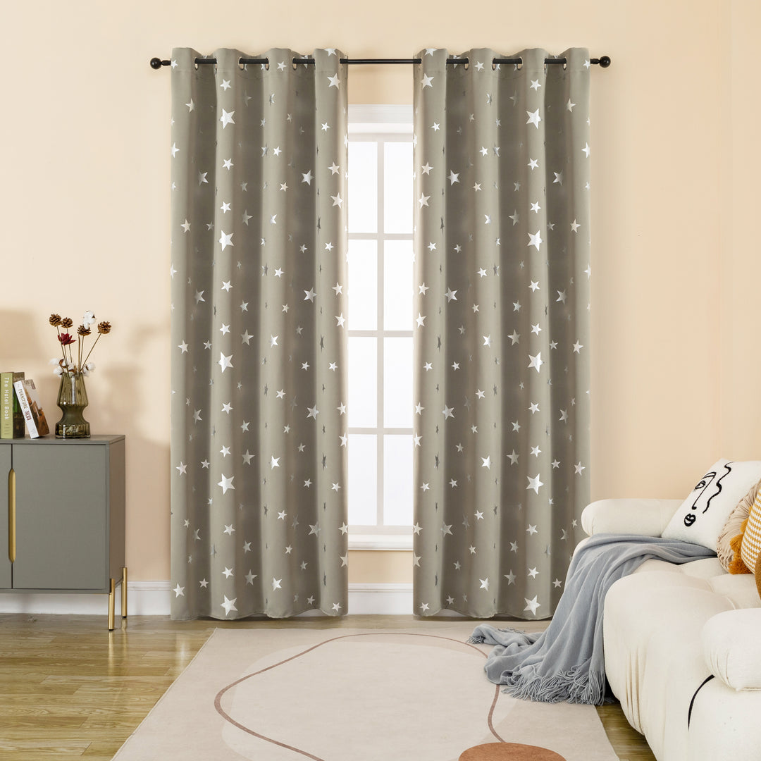 TENDA OSCURANTE FANTASIA STELLE ARGENTATE 1 PANNELLO 140X235CM TORTORA