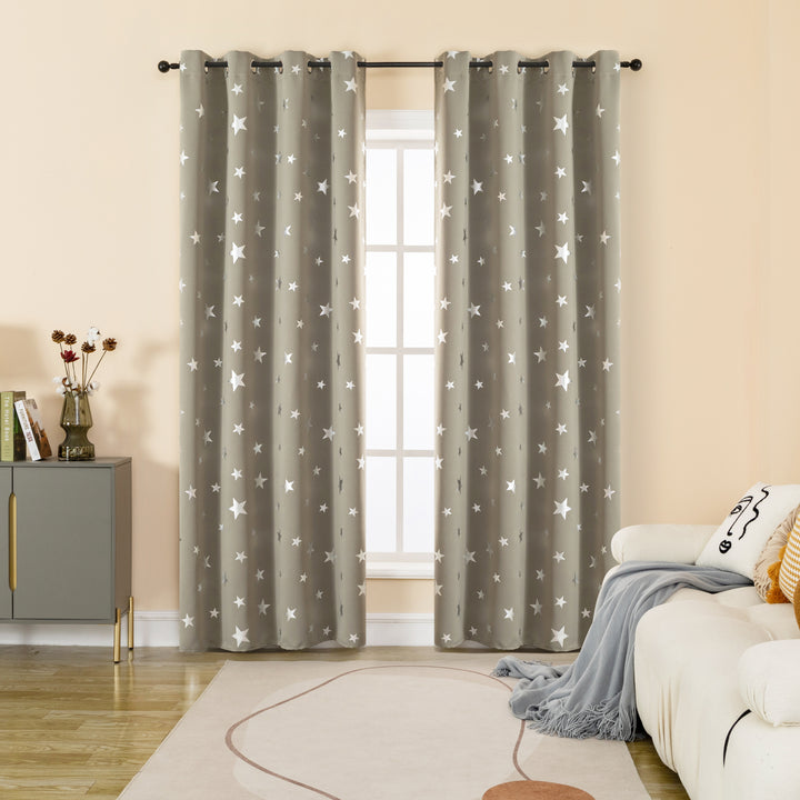 TENDA OSCURANTE FANTASIA STELLE ARGENTATE 1 PANNELLO 140X290CM TORTORA