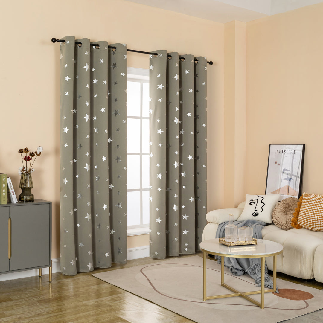TENDA OSCURANTE FANTASIA STELLE ARGENTATE 1 PANNELLO 140X290CM TORTORA