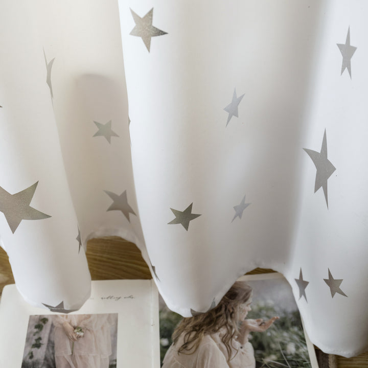 TENDA SEMI OSCURANTE FANTASIA STELLE ARGENTATE 1 PANNELLO 140X235CM BIANCO