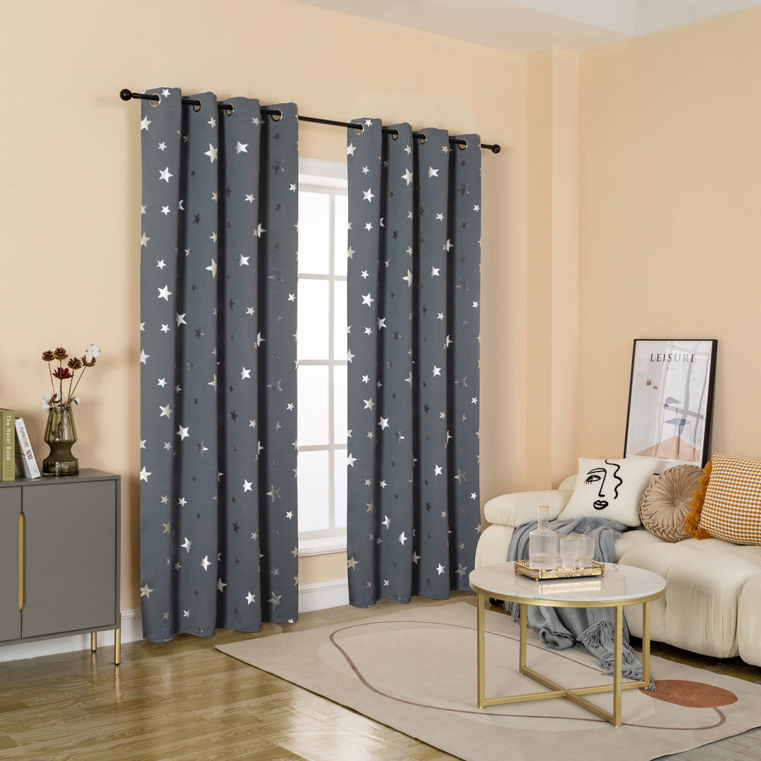 TENDA OSCURANTE FANTASIA STELLE ARGENTATE 1 PANNELLO 140X235CM GRIGIO