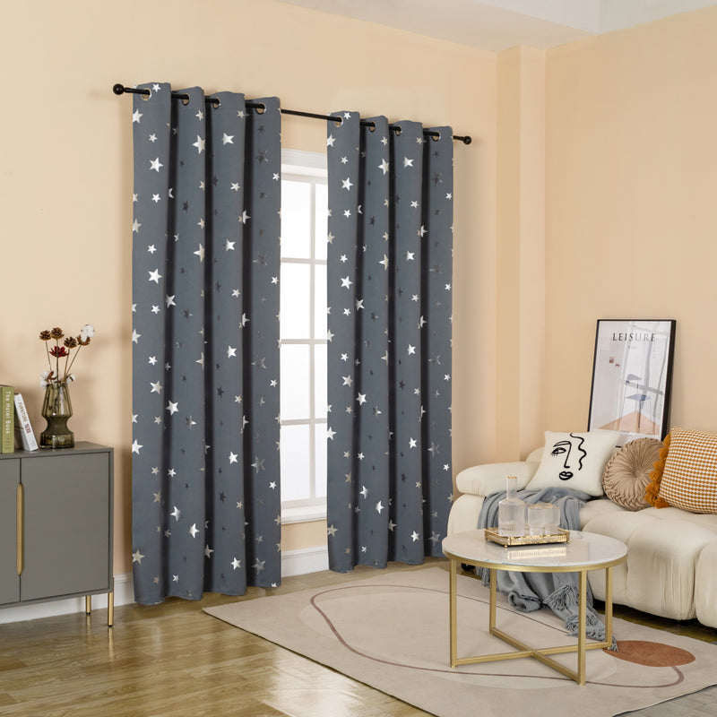 TENDA OSCURANTE FANTASIA STELLE ARGENTATE 140X235CM GRIGIO