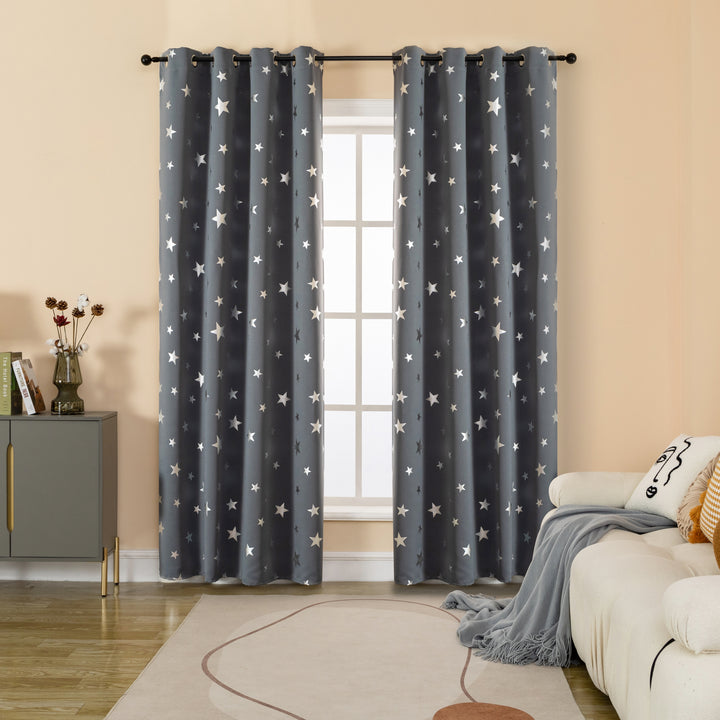 TENDA OSCURANTE FANTASIA STELLE ARGENTATE 1 PANNELLO 140X235CM GRIGIO
