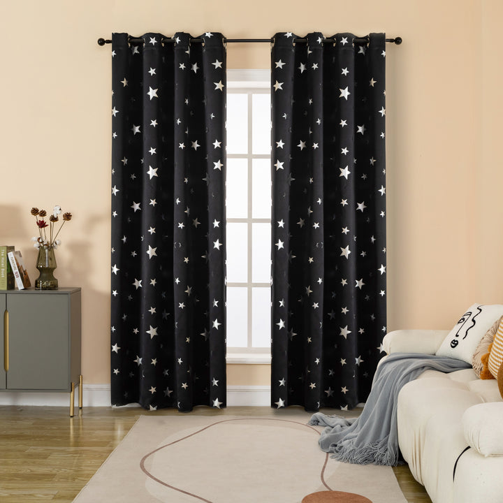 TENDA OSCURANTE FANTASIA STELLE ARGENTATE 1 PANNELLO 140X290CM NERO