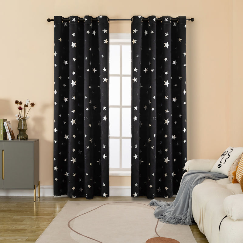 TENDA OSCURANTE FANTASIA STELLE ARGENTATE 140X290CM NERO