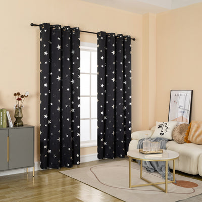 TENDA OSCURANTE FANTASIA STELLE ARGENTATE 140X290CM NERO