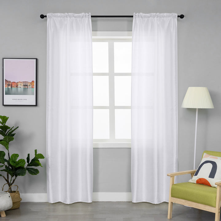 COPPIA TENDE NASSO SEMI COPRENTI SIMIL SETA 2X70X235CM BIANCO
