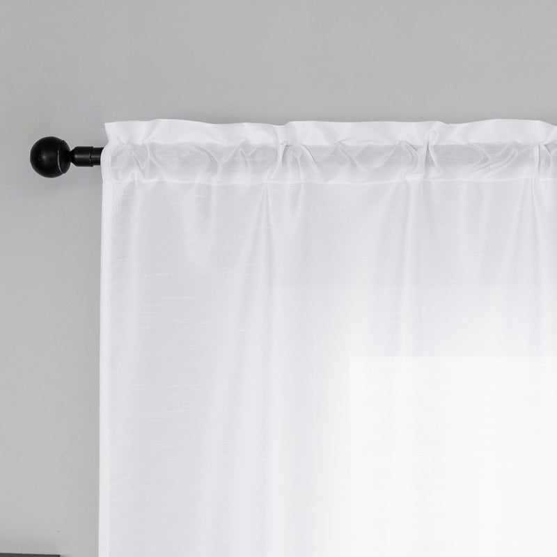 COPPIA TENDE NASSO SEMI COPRENTI SIMIL SETA 2X70X145CM BIANCO