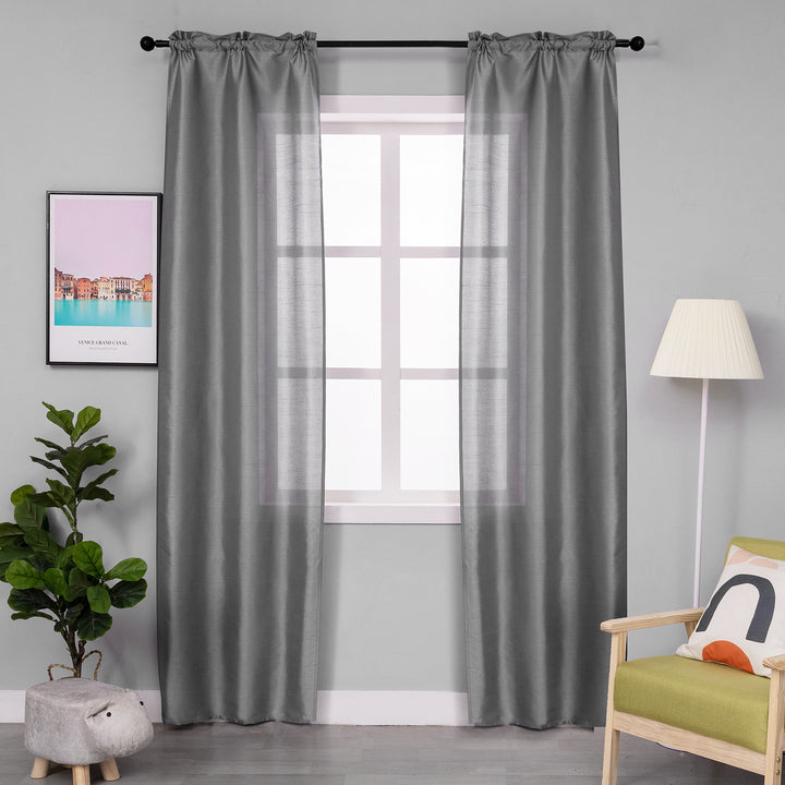 COPPIA TENDE NASSO SEMI COPRENTI SIMIL SETA 2X70X235CM GRIGIO