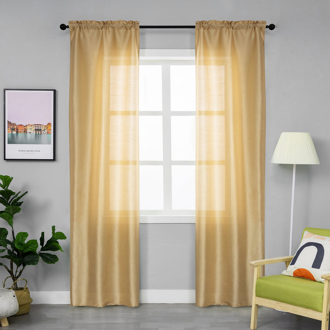 COPPIA TENDE NASSO SEMI COPRENTI SIMIL SETA 2X70X235CM ORO