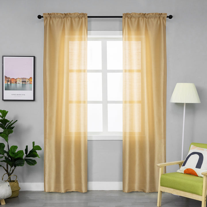 COPPIA TENDE NASSO SEMI COPRENTI SIMIL SETA 2X70X235CM ORO