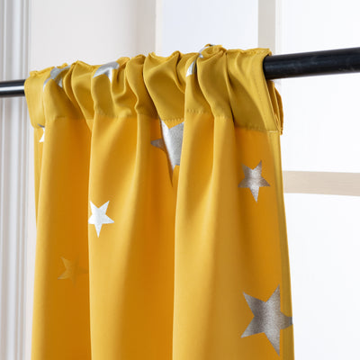 COPPIA TENDE OSCURANTI FANTASIA STELLE ARGENTATE 2X70X235CM GIALLO
