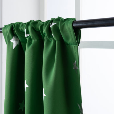 COPPIA TENDE OSCURANTI FANTASIA STELLE ARGENTATE 2X70X235CM VERDE