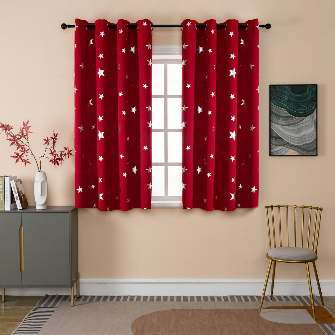 TENDA OSCURANTE FANTASIA STELLE ARGENTATE 1 PANNELLO 140X145CM ROSSO